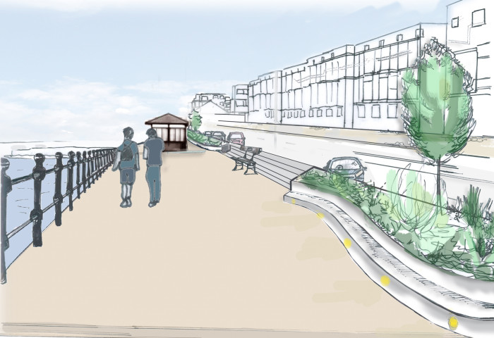 Artist's impression of potential flood defence for West Kirby