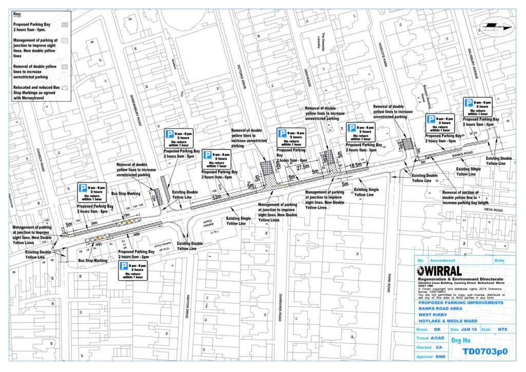 Map showing the Banks Road parking proposals in detail