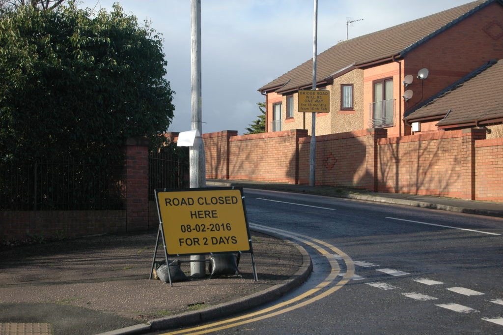 Signs warning of the new restrictions on Bridge Road