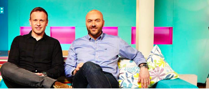 Tim Lovejoy & Simon Rimmer on set of Channel 4's Sunday Brunch