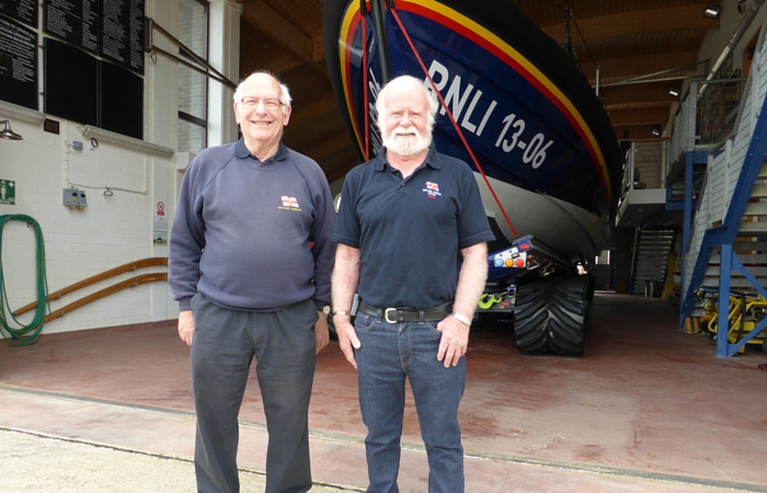 Retiring RNLI Chairman James Lodder, left, and his replacement John Curry, have more than 75 years' service between them