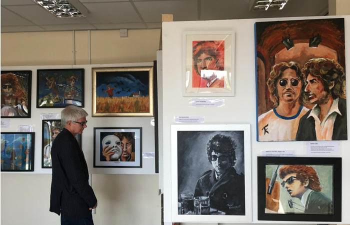 Some of the 54 Dylan-inspired works on display at Tony Kenwright's West Kirby exhibition