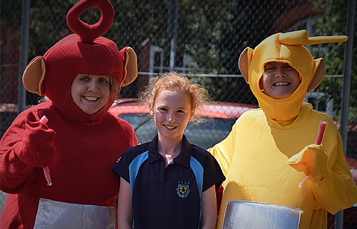 Teachers turn Teletubbies to join West Kirby Grammar School girls in charity fun run