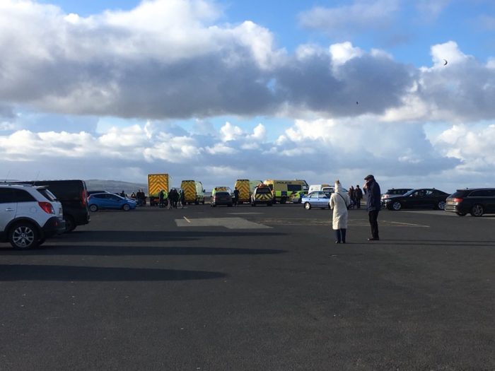 Emergency services at West Kirby Marine Lake. Photo courtesy of @FrecklesFieldo