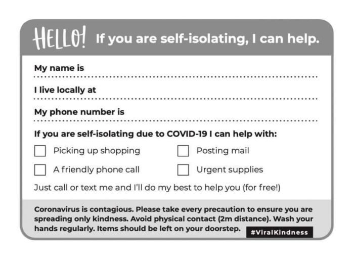 Coronavirus self isolating help leaflet
