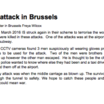 Mass attack in Brussels By our reporter in Brussels Freya Wilcox