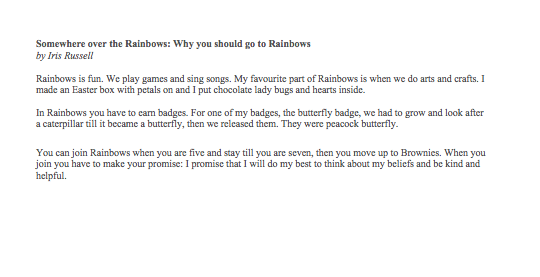 Somewhere over the Rainbows: Why you should go to Rainbows by Iris Russell 