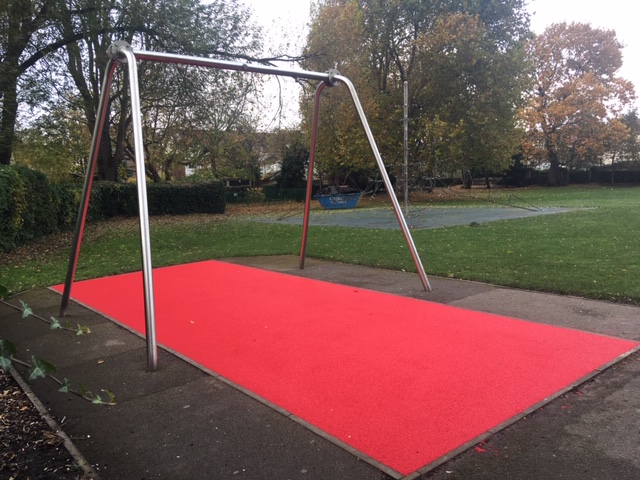 Replacement sponge tarmac is being laid at Ashton Park playground