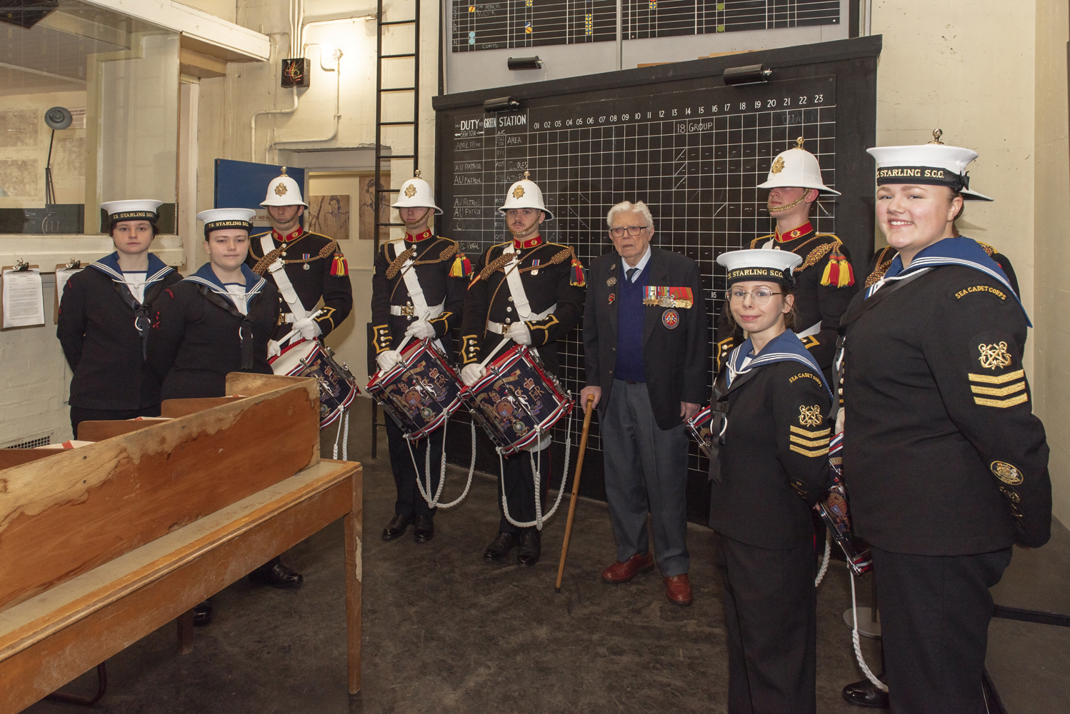 BoA veteran Denis Rose with Sefton Sea Cadets and HM Royal Marines