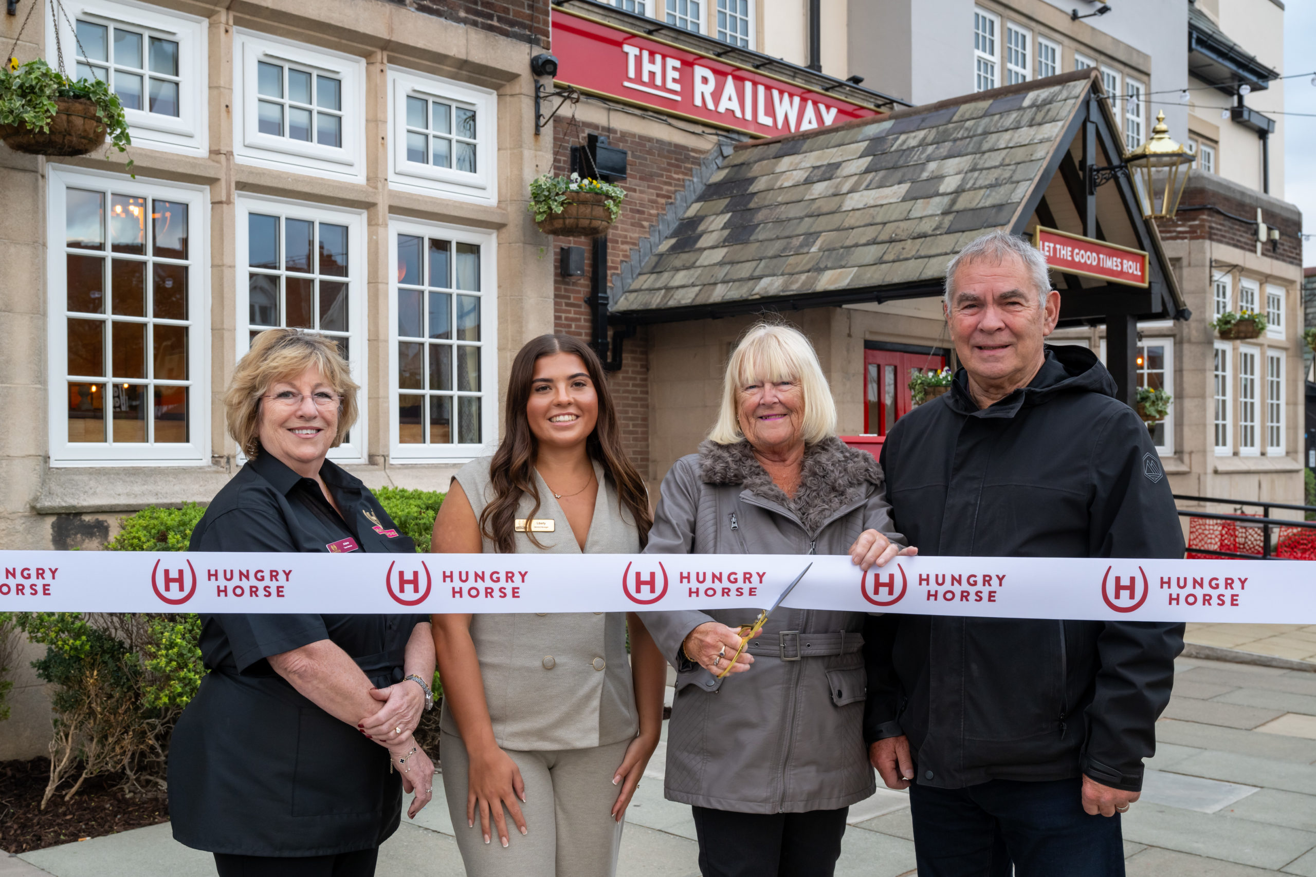 Railway Meols Ribbon Cutting with Arlene Baker, general manager Liberty Chrystall, and Mike and Carol Cotgrave
